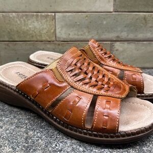 Soflex Italy Brown Woven Leather Sandals Women’s Size 8